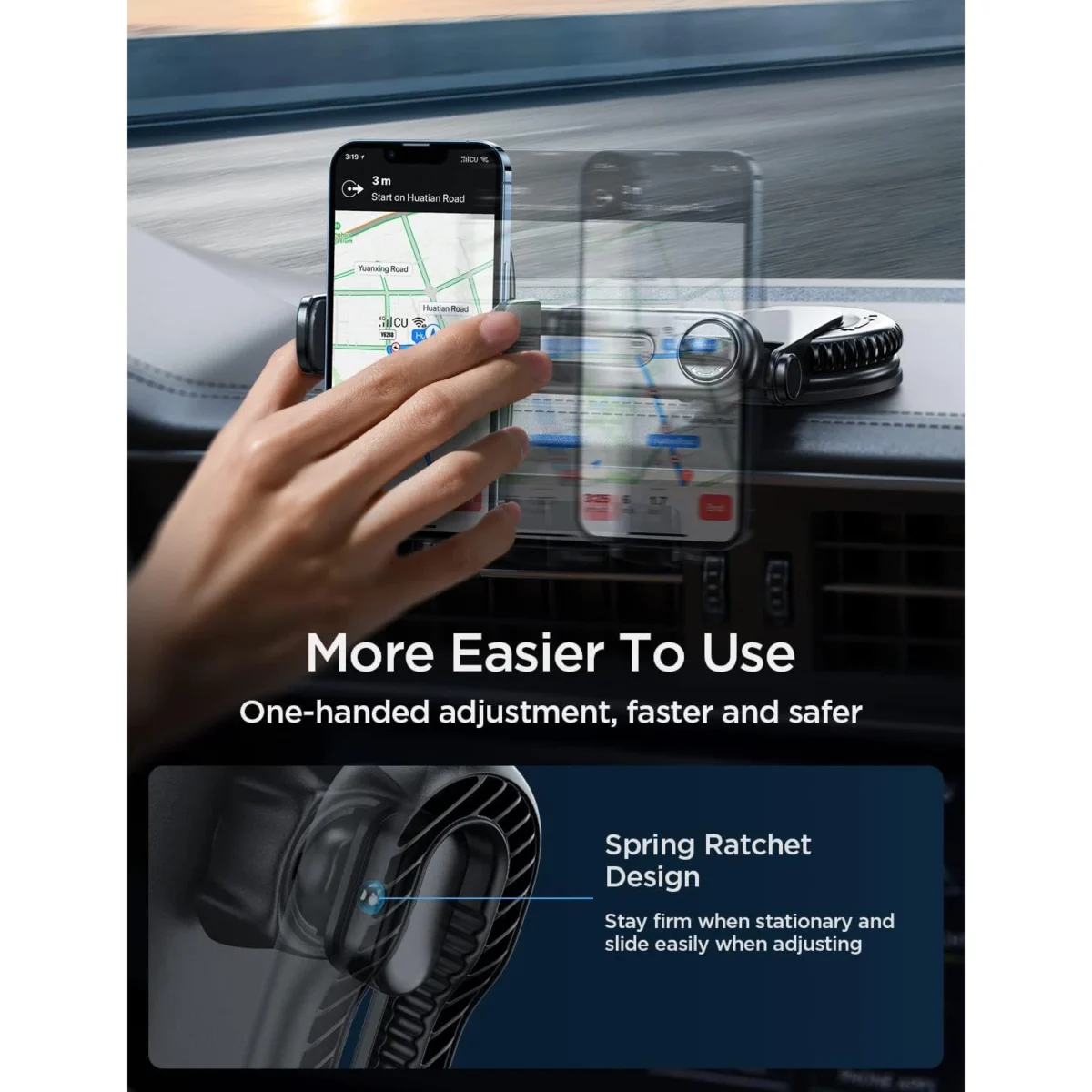 LISEN Car Cell Phone Holder Mount, Universal Phone Holder Mount for Car Vent, Hands Free&No Blocking, Dash Car Phone Holder Mount for Dashboard Air Vent Windshield Fit All 4''-7'' iPhone Android