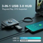 PHOINIKAS T10 External Sound Card, 3 USB Ports 6-in-1