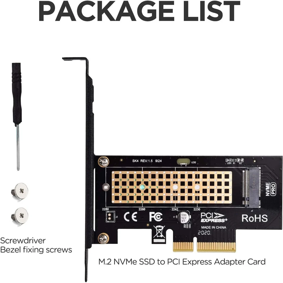 M.2 NVME SSD to PCIe 3.0 x4 Adapter, M.2 2280 2260 2242 2230 SSD to PCIe 3.0 x4 Host Controller Expansion Card