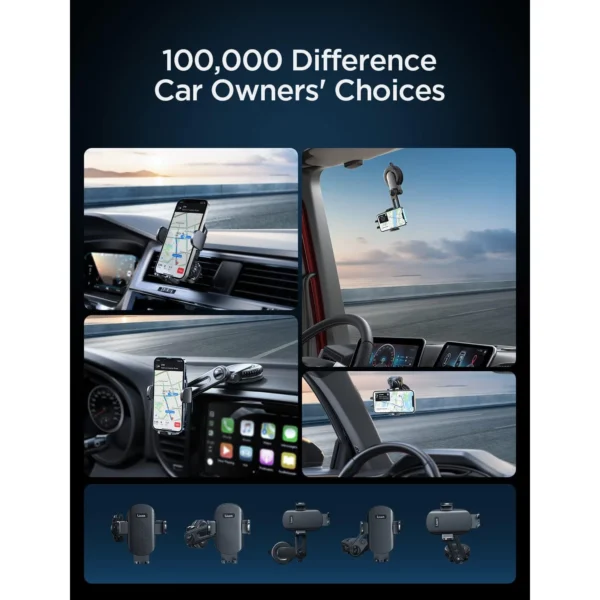 LISEN Car Cell Phone Holder Mount, Universal Phone Holder Mount for Car Vent, Hands Free&No Blocking, Dash Car Phone Holder Mount for Dashboard Air Vent Windshield Fit All 4''-7'' iPhone Android