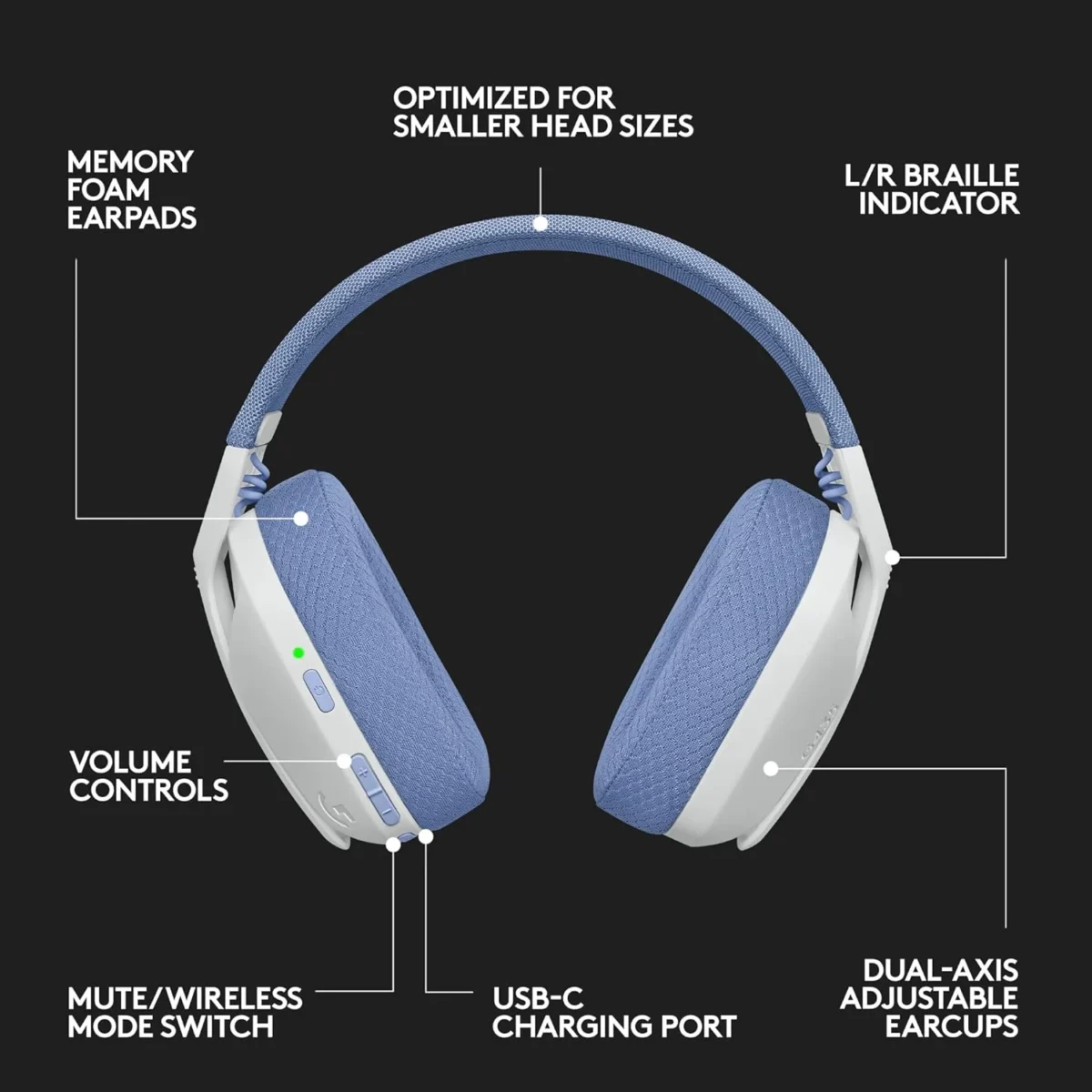Logitech G435 LIGHTSPEED Wireless and Bluetooth Gaming Headset (White)