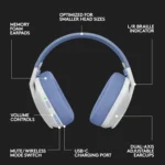 Logitech G435 LIGHTSPEED Wireless and Bluetooth Gaming Headset (White)