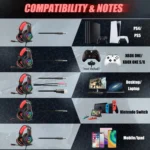 Ozeino GM6 RGB Gaming Headset - Stereo Sound (Red)