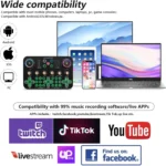 K600 Sound Card Professional Live 48V Phantom Power Broadcast Equipment Accessory Audio Sound Card Mixer Mobile Phone Computer Universal