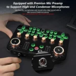 K600 Sound Card Professional Live 48V Phantom Power Broadcast Equipment Accessory Audio Sound Card Mixer Mobile Phone Computer Universal