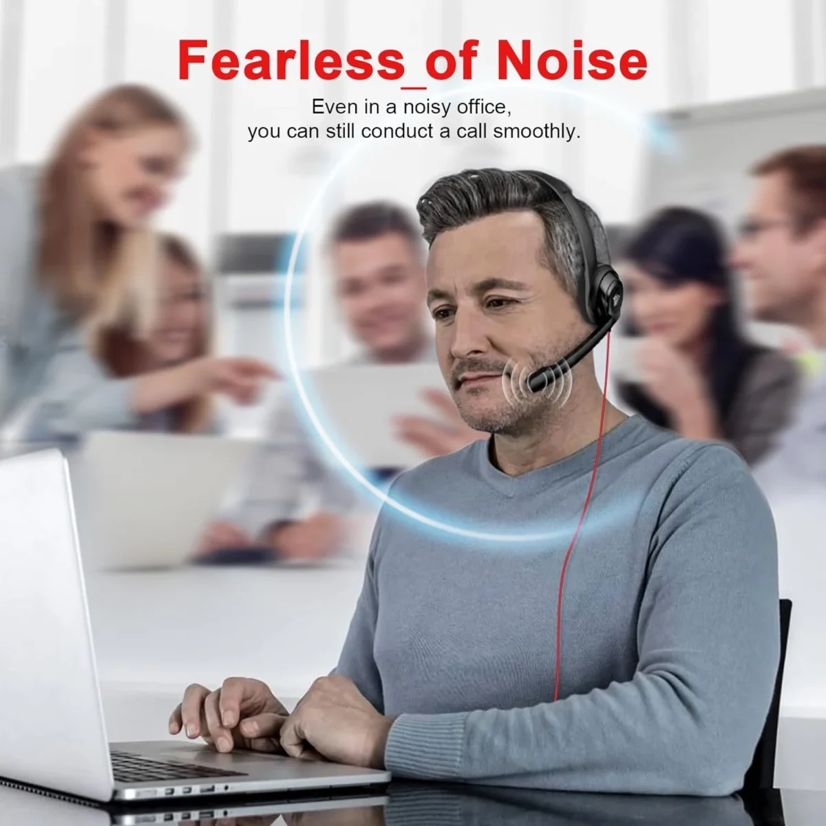 NUBWO HW02 USB Headset with Microphone Noise Cancelling &Audio Controls, Super Light (Stereo)