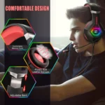 Ozeino GM6 RGB Gaming Headset - Stereo Sound (Red)
