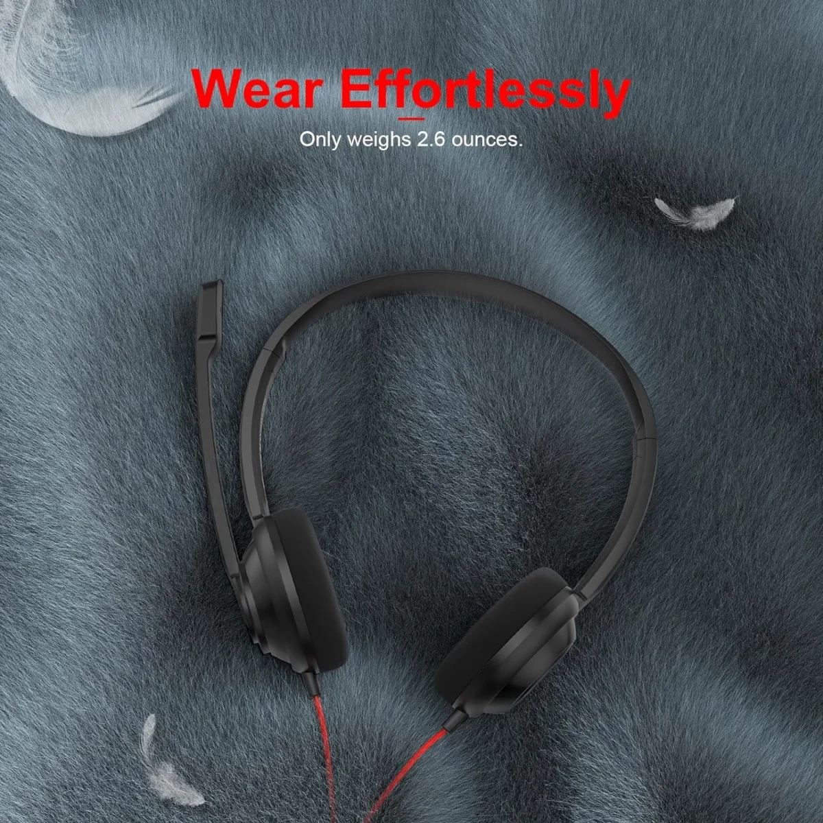 NUBWO HW02 USB Headset with Microphone Noise Cancelling &Audio Controls, Super Light (Stereo)