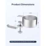 Aluminum 2in1 Desk Cup Holder with Rotable Headphone Hanger, Anti-Spill Durable (Silver)