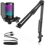 FIFINE A6T AMPLIGAME USB Condenser MICROPHONE with Boom Arm, Pop Filter, Mute Button