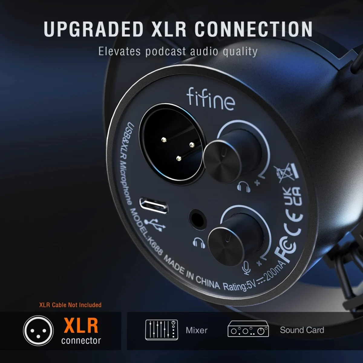 FIFINE K688 Dynamic Podcast Microphone XLRUSB