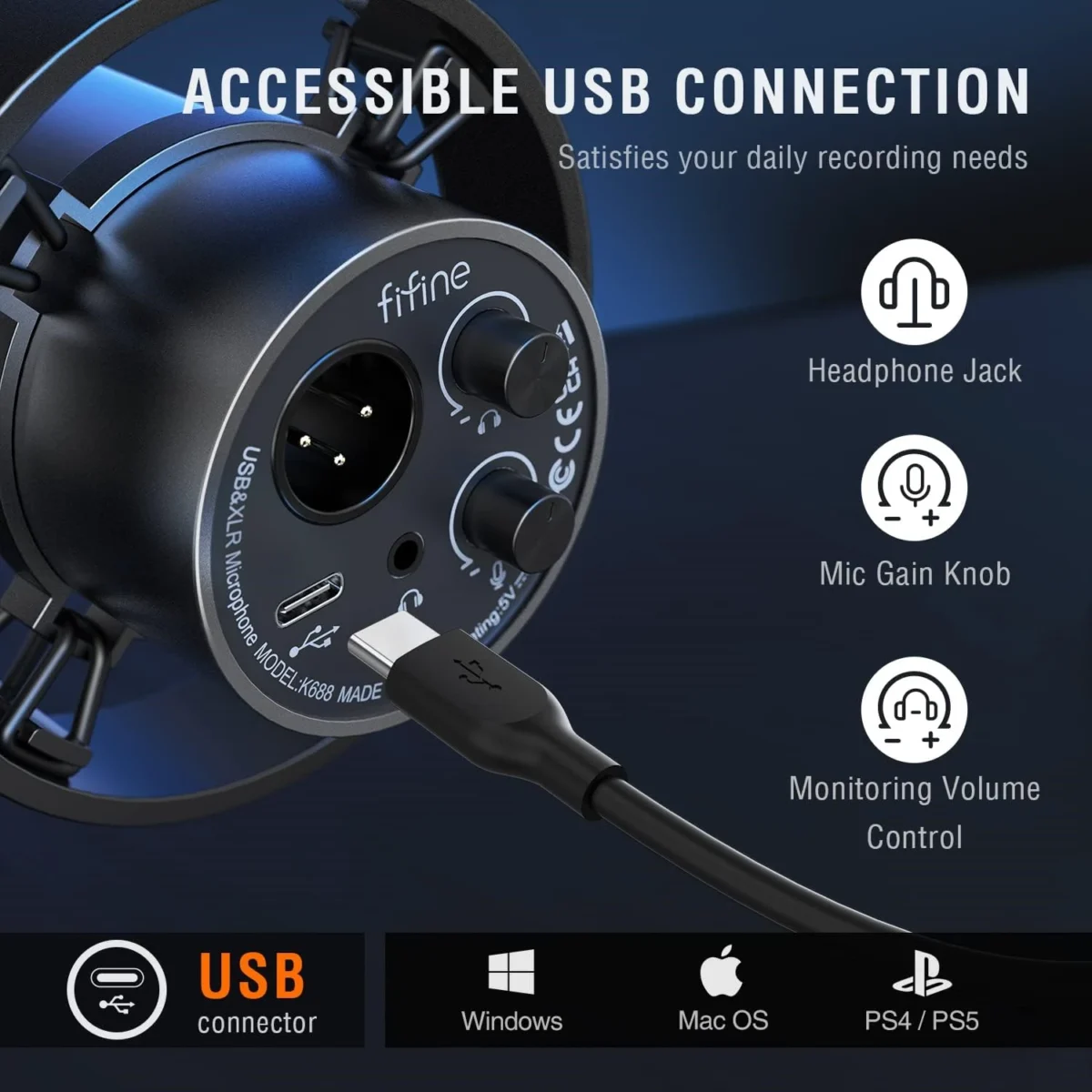 FIFINE K688 Dynamic Podcast Microphone XLRUSB