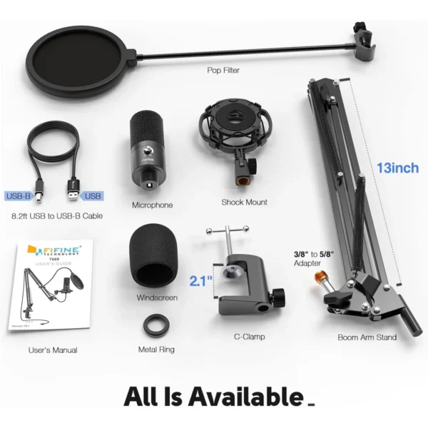 FIFINE T669 Studio Condenser USB Microphone Computer PC Microphone Kit