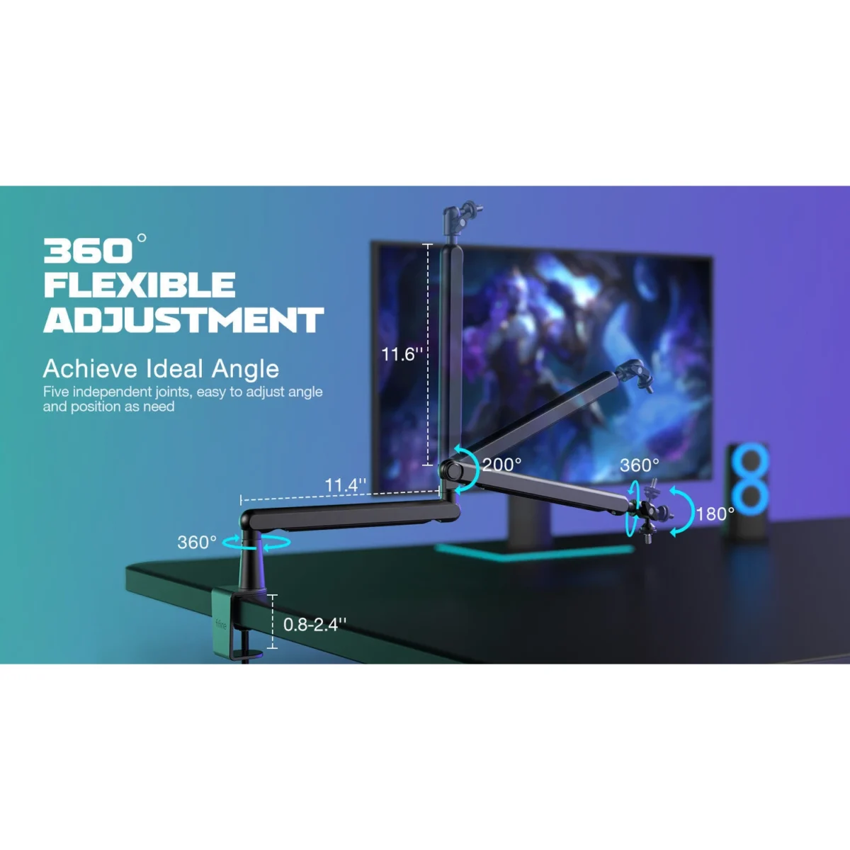FIFINE TAM8 AmpliGame XLRUSB Dynamic Microphone With BM88 LOW-PROFILE MICROPHONE ARM STAND