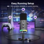 FIFINE TAM8 AmpliGame XLRUSB Dynamic Microphone With BM88 LOW-PROFILE MICROPHONE ARM STAND