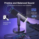 FIFINE TAM8 AmpliGame XLRUSB Dynamic Microphone With BM88 LOW-PROFILE MICROPHONE ARM STAND