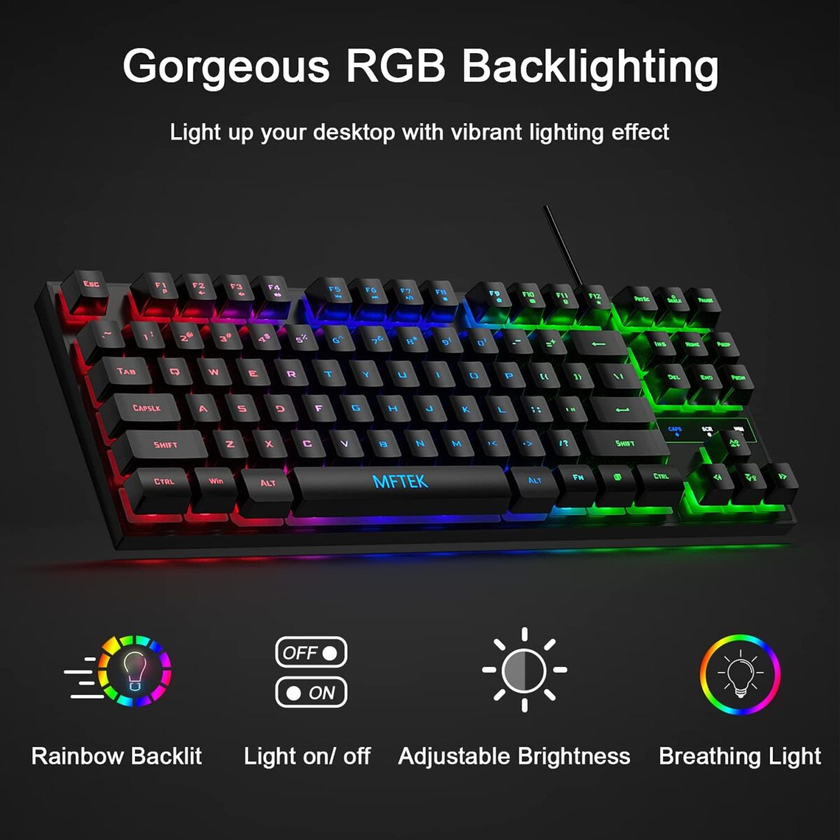 MFTEK Rainbow TKL Gaming Keyboard