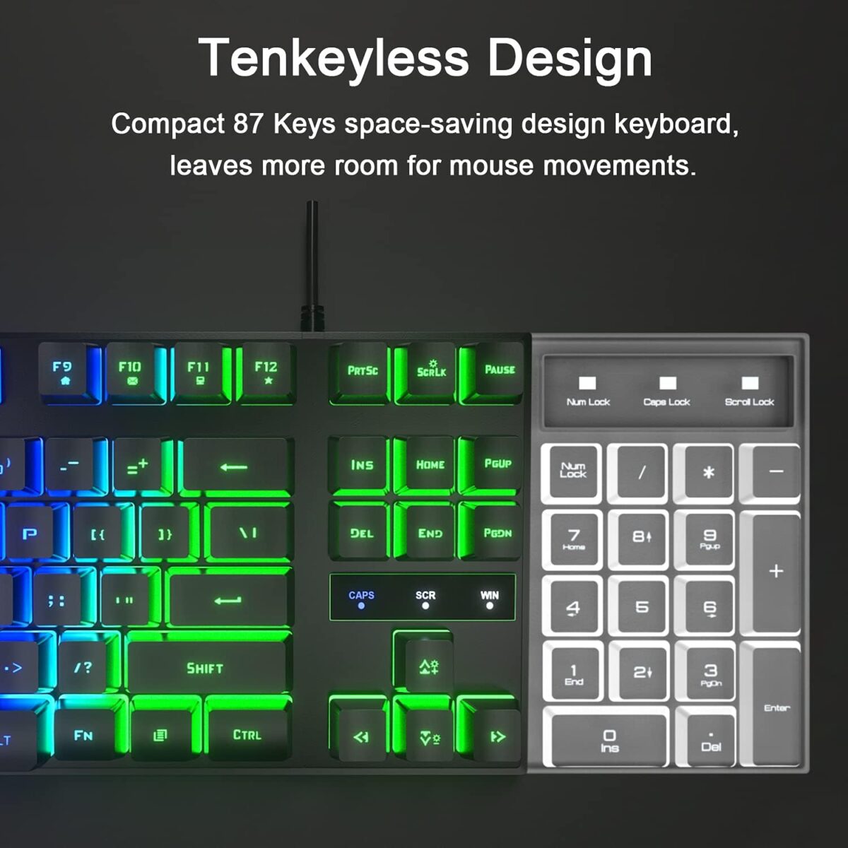MFTEK Rainbow TKL Gaming Keyboard - Image 6