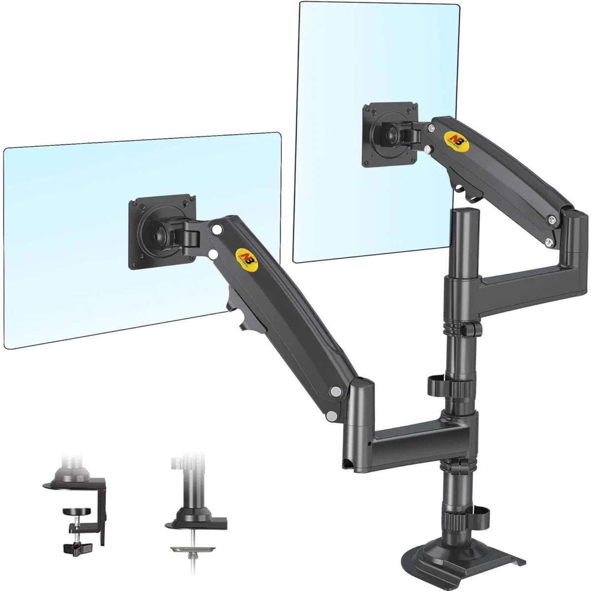 NB North Bayou H180 Dual Monitor Desk Mount Stand Full Motion Swivel - 2 Screens up to 32 -  Load Capacity 12 Kg for Each Monitor