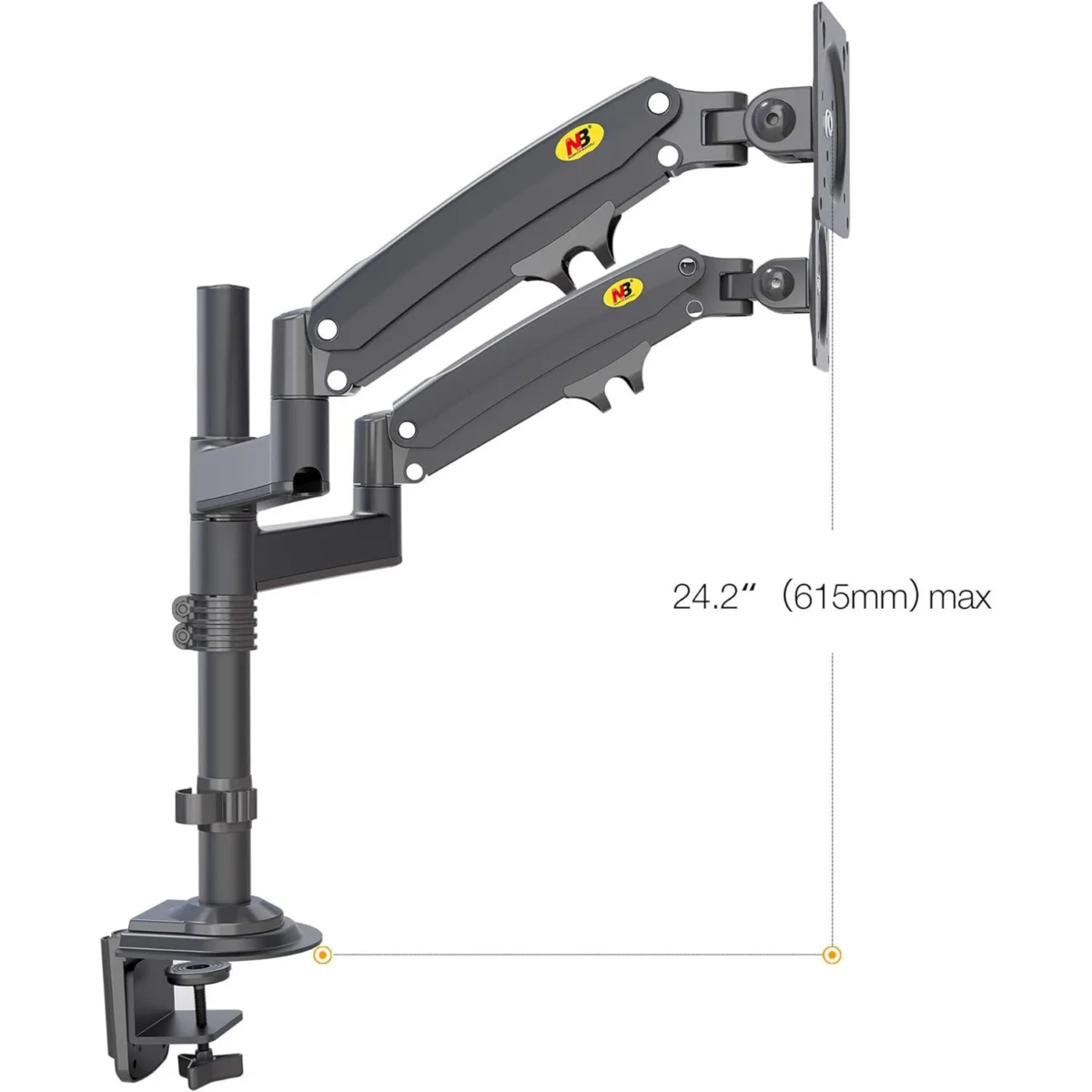 NB North Bayou H180 Dual Monitor Desk Mount Stand Full Motion Swivel - 2 Screens up to 32 -  Load Capacity 12 Kg for Each Monitor