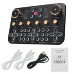 K600 Sound Card Professional Live 48V Phantom Power Broadcast Equipment Accessory Audio Sound Card Mixer Mobile Phone Computer Universal
