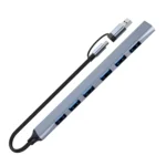 USB C + USB 3.0 to 7 USB Ports for MacBook Pro, iMac 2021, USB Splitter Aluminum Alloy