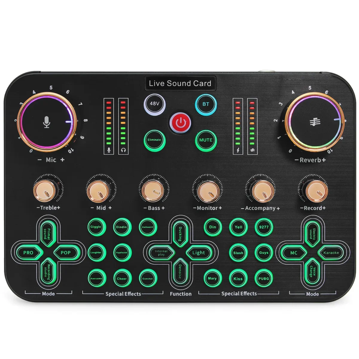 K600 Sound Card Professional Live 48V Phantom Power Broadcast Equipment Accessory Audio Sound Card Mixer Mobile Phone Computer Universal