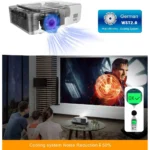 T6 Video projector 2000ANSI Lumens 1280P LCD Technology Mini Portable HD Theater Projector, Android Version, Support HDMI, AV, VGA, USB (Silver)