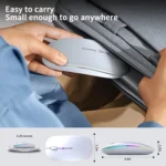 Wireless Bluetooth Silent Mouse, Rechargeable LED Dual Mode (Bluetooth 5.2 and USB Receiver) (White)