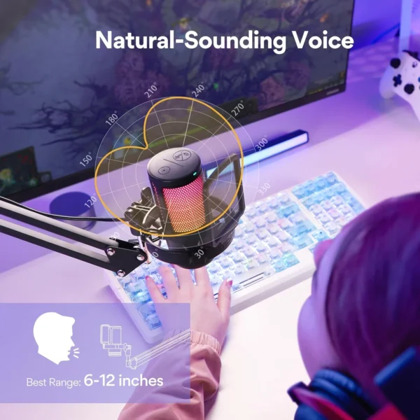 MAONO DGM20S RGB USB Condenser Gaming Microphone With Boom Arm