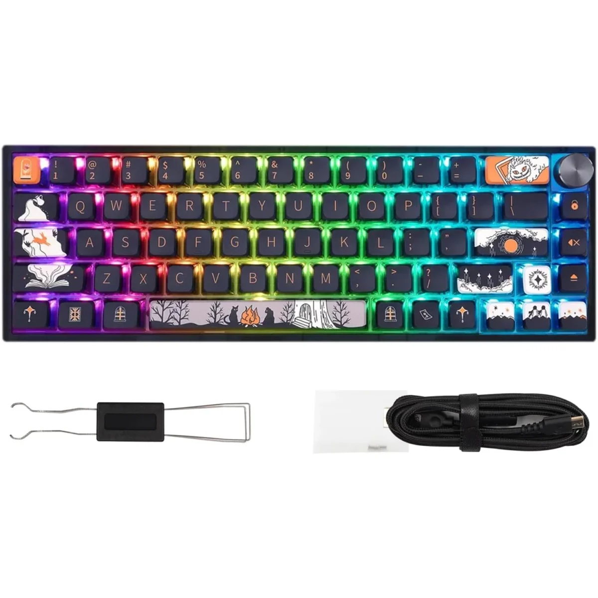 SKYLOONG GK68 RGB Gaming Keyboard - Gateron Optical Yellow Switch Hot Swappable (Dark Fairy Tale) - Image 3