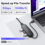 IVANKY USB C Hub 7-in-1 with 4K HDMI, 100W Power Delivery, 3 USB-A 3.0, SD/TF Card Readers