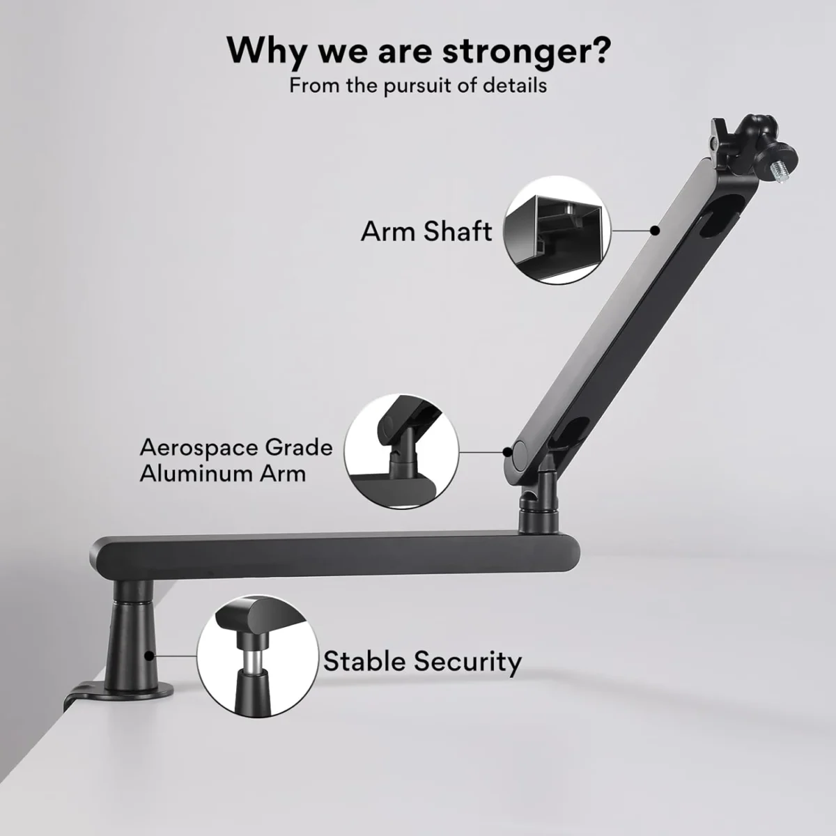 MAONO BA92 Low Profile Microphone Arm, Mic Boom Arm with Cable Management Channels, Desk Clamp, Versatile Mounting, and Fully Adjustable, Heavy Duty Microphone Stand