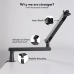 MAONO BA92 Low Profile Microphone Arm, Mic Boom Arm with Cable Management Channels, Desk Clamp, Versatile Mounting, and Fully Adjustable, Heavy Duty Microphone Stand