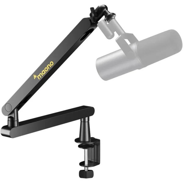 MAONO BA92 Low Profile Microphone Arm, Mic Boom Arm with Cable Management Channels, Desk Clamp, Versatile Mounting, and Fully Adjustable, Heavy Duty Microphone Stand