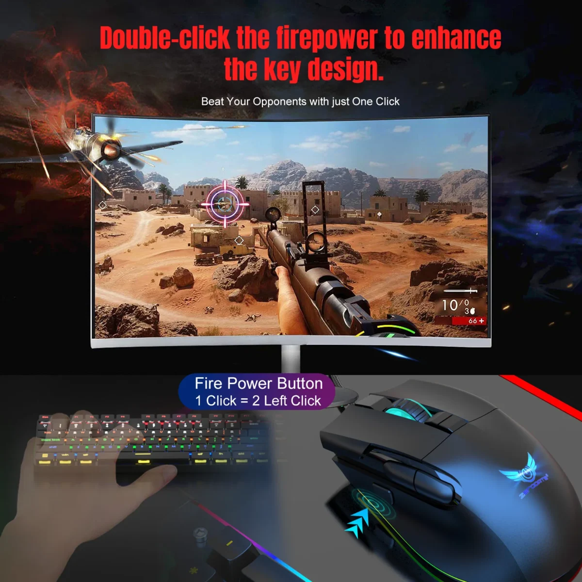 ZERODATE G26 TERMINATOR Gaming Mouse - Optical Sensor 7,200 DPI - Polling Rate 1000Hz - 8 Buttons