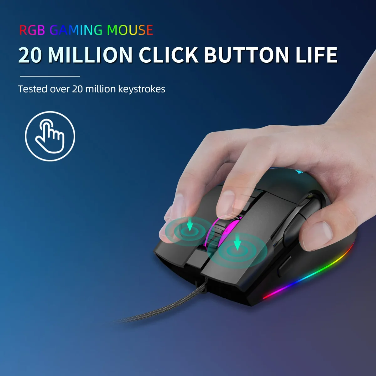 ZERODATE G26 TERMINATOR Gaming Mouse - Optical Sensor 7,200 DPI - Polling Rate 1000Hz - 8 Buttons