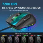ZERODATE G26 TERMINATOR Gaming Mouse - Optical Sensor 7,200 DPI - Polling Rate 1000Hz - 8 Buttons