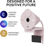 Logitech Brio 300 Full HD 1080p webcam Noise Reduction Microphone, integrated privacy shutter, USB-C (Rose)