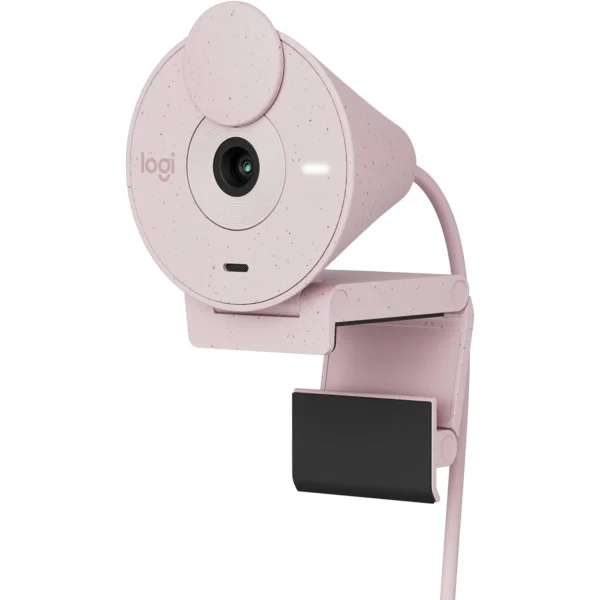 Logitech Brio 300 Full HD 1080p webcam Noise Reduction Microphone, integrated privacy shutter, USB-C (Rose)