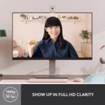 Logitech Brio 300 Full HD 1080p webcam Noise Reduction Microphone, integrated privacy shutter, USB-C (Rose)