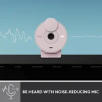 Logitech Brio 300 Full HD 1080p webcam Noise Reduction Microphone, integrated privacy shutter, USB-C (Rose)