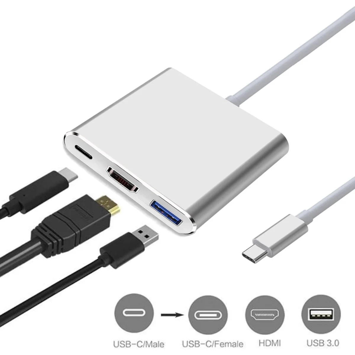 USB-C 3 in 1 to HDMI Adapter (Supports 4K 30Hz)