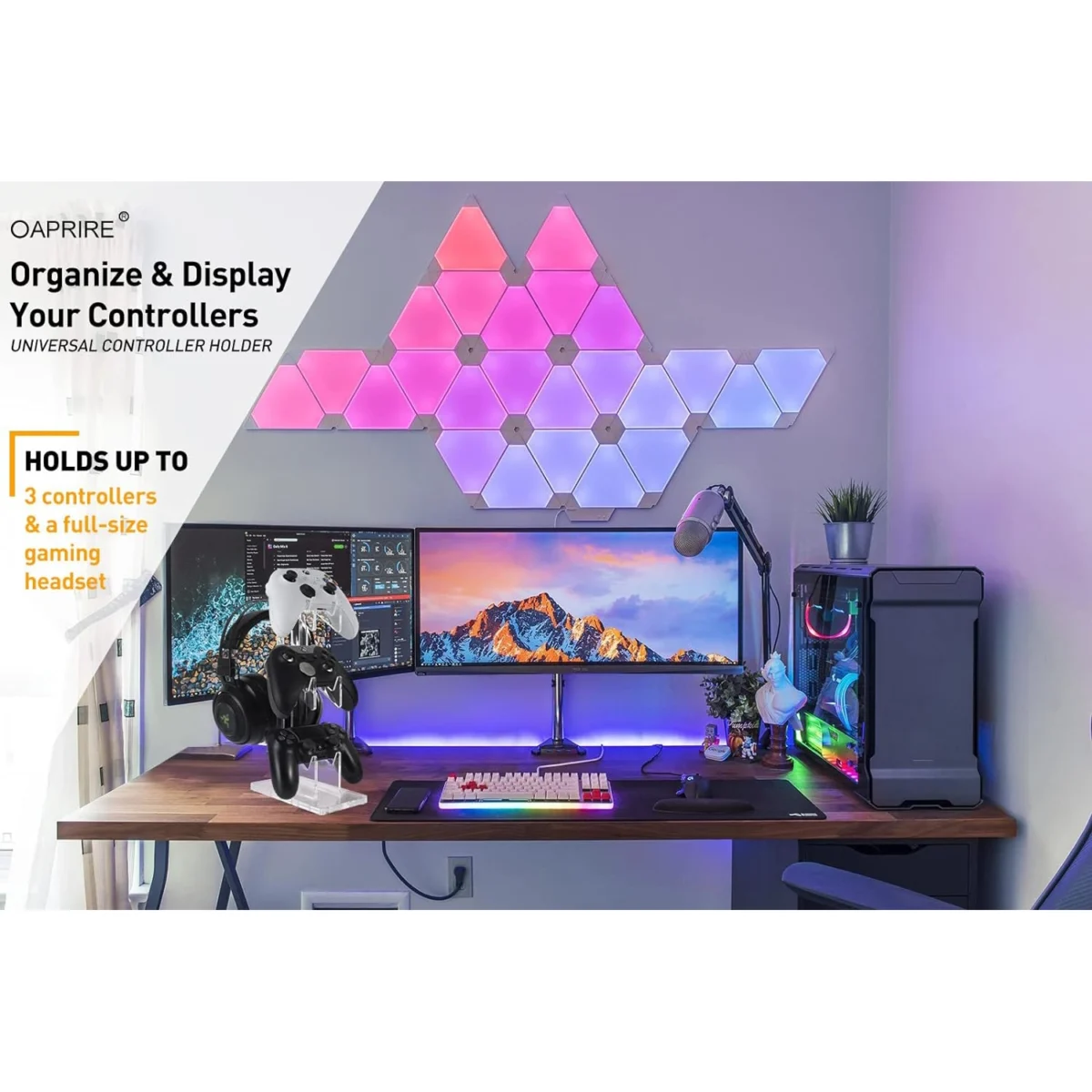Universal 3 Tier Controller Stand and Headset Stand for Xbox ONE X Switch PS4 PS5 PC