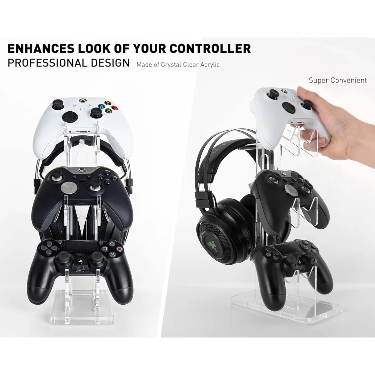Universal 3 Tier Controller Stand and Headset Stand for Xbox ONE X Switch PS4 PS5 PC