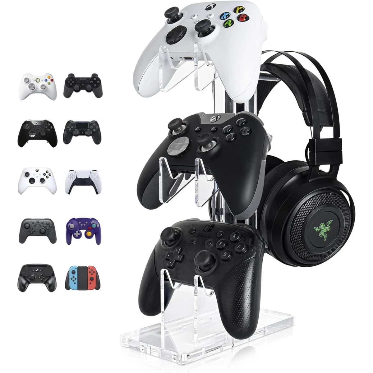 Universal 3 Tier Controller Stand and Headset Stand for Xbox ONE X Switch PS4 PS5 PC