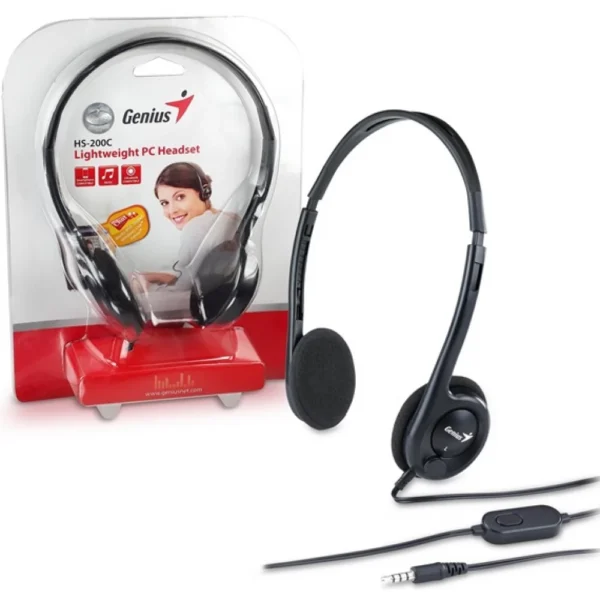 Genius HS-M200C On Ear Office Headset Lightweight With Mic Noise-cancelling Microphone For Office, Call Center