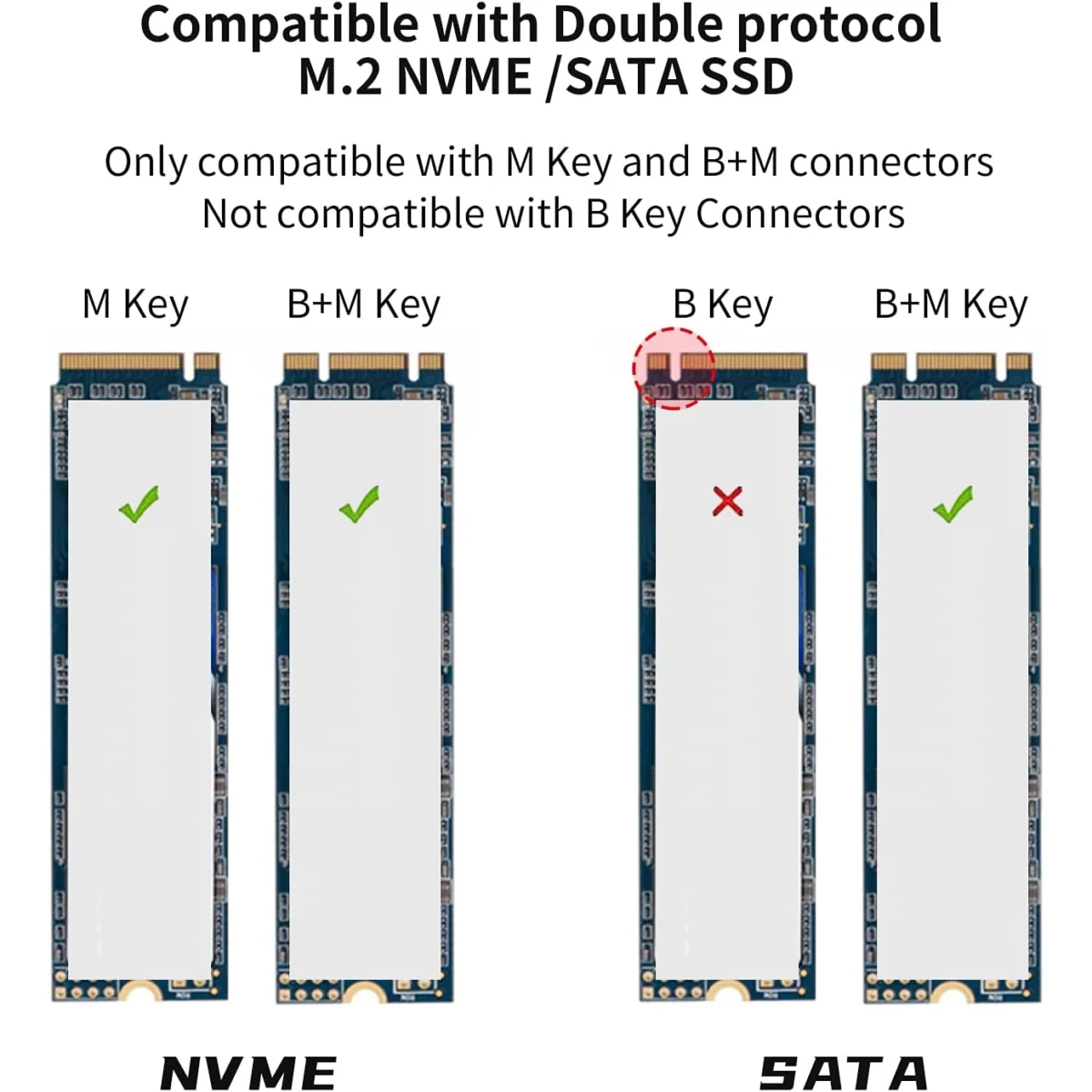 SSK Aluminum M.2 NVME SATA SSD Enclosure Adapter