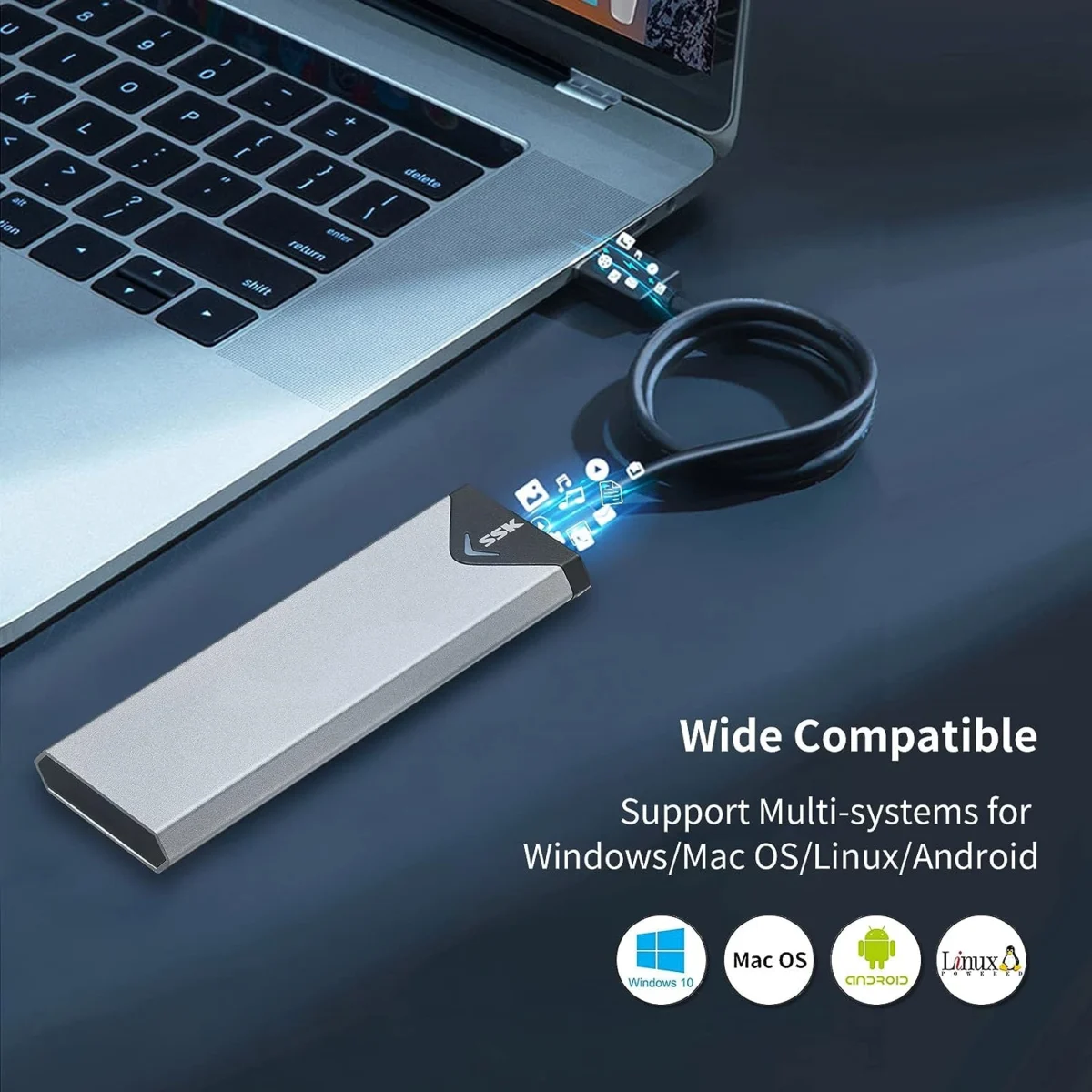 SSK Aluminum M.2 NVME SATA SSD Enclosure Adapter