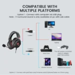 EKSA E900 PRO RGB Gaming Headset - 7.1 Surround Sound (Red)